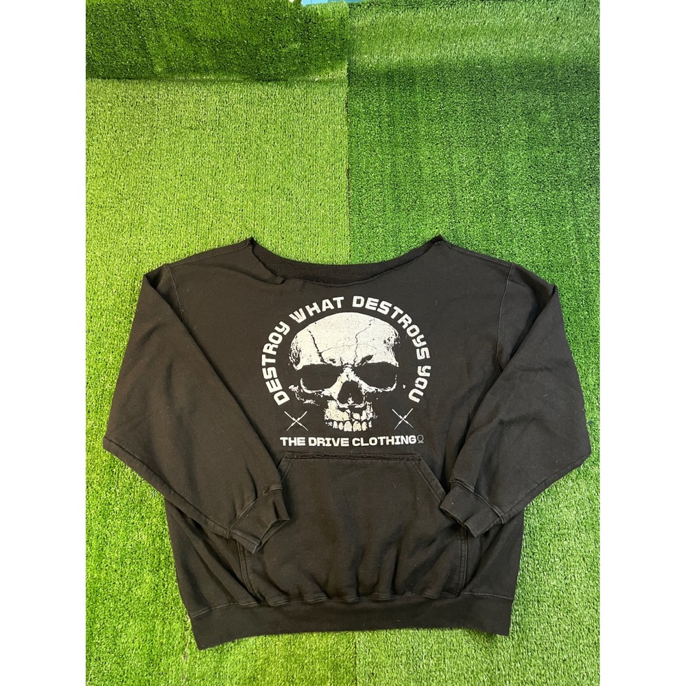 The Drive Clothing Destroy What Destroys You Skull Distressed Sweatshirt XL